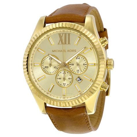 michael kors gold leather watch